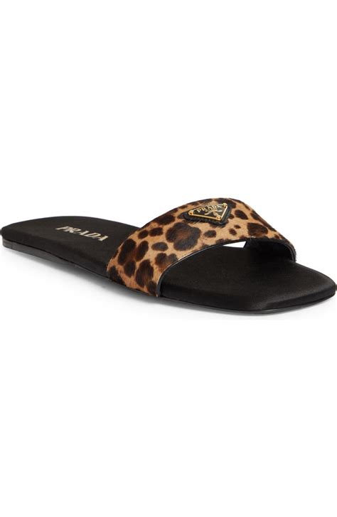 prada fur velvet slide sandal leopard|Prada Animal Print Genuine Calf Hair Slide Sandal (Women.